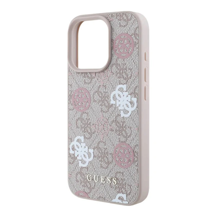 GUESS 4G Multi-Logo Hülle – für iPhone 16 (Beige-Rosé)
