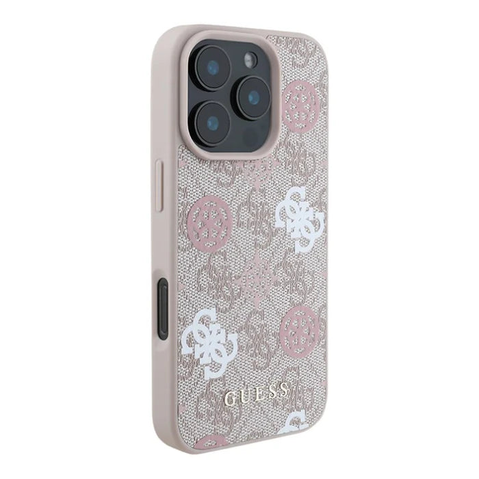 GUESS 4G Multi-Logo Hülle – für iPhone 16 (Beige-Rosé)