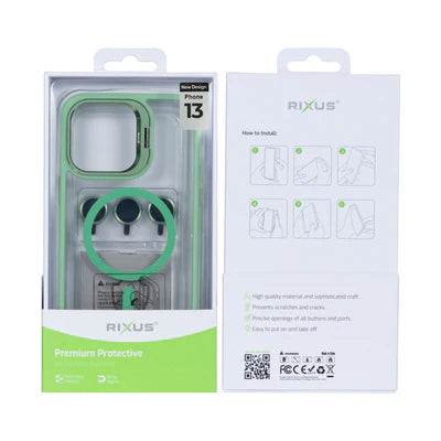 RIXUS Metal Lens Protection MagSafe Case für iPhone 13 – Grün