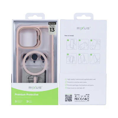 RIXUS Metal Lens Protection MagSafe Case für iPhone 13 – Roségold