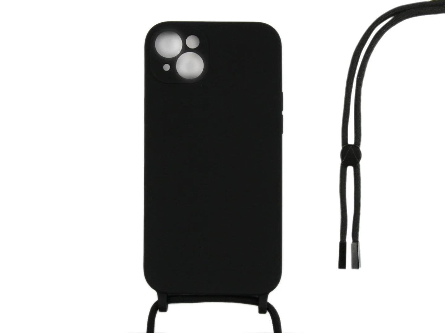 RIXUS iPhone 13 Hülle mit Kordel – Silikonhülle zum Umhängen – Schwarz