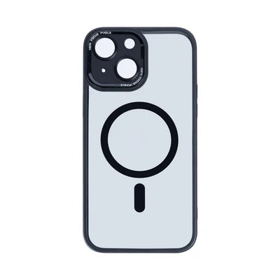 RIXUS Metal Lens Protection MagSafe Case für iPhone 13 – Transparent/Schwarz