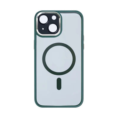 RIXUS Metal Lens Protection MagSafe Case für iPhone 13 – Transparent/Grün