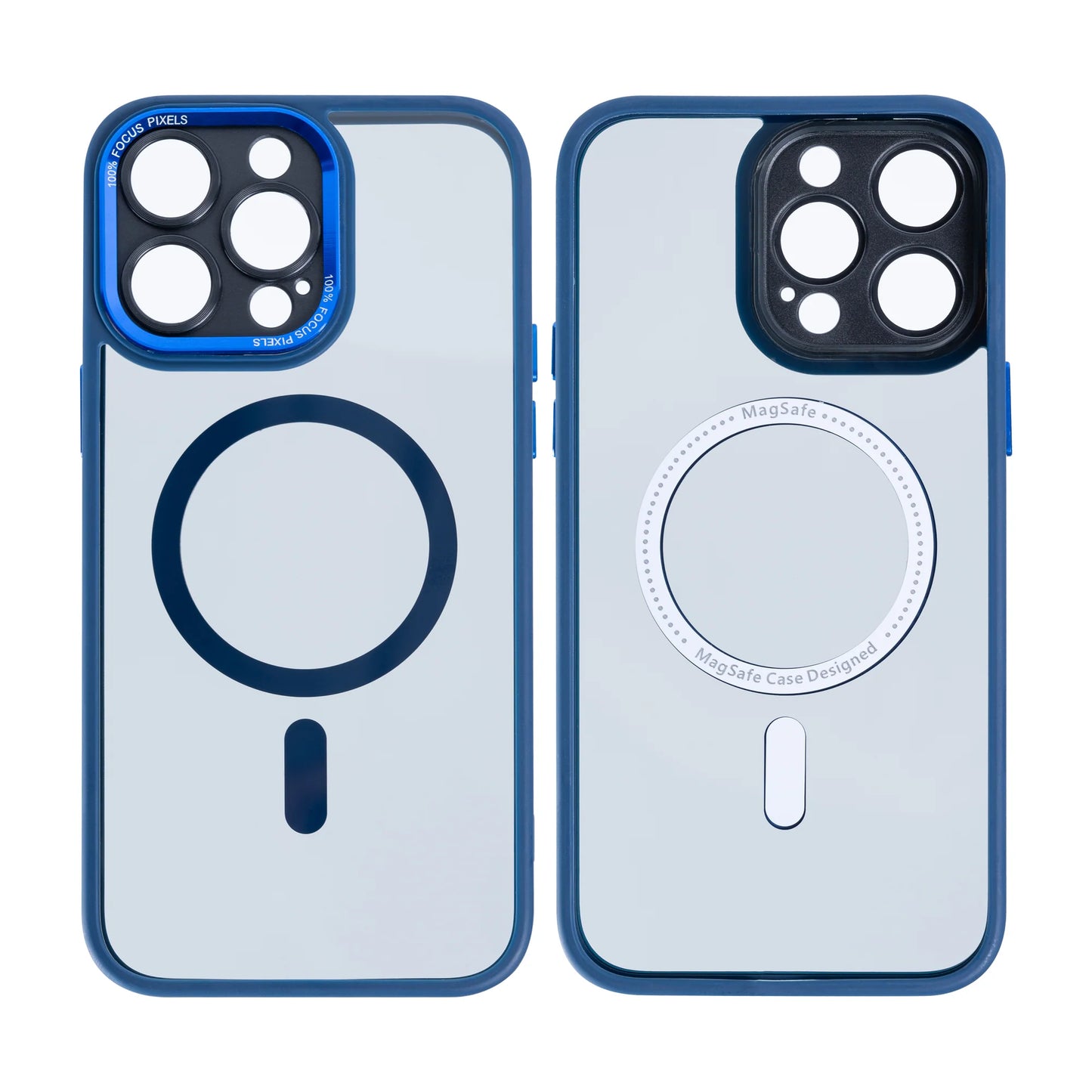 Rixus Schutzhülle für iPhone 12 Pro Max – Blau mit Kameraglasschutz & MagSafe