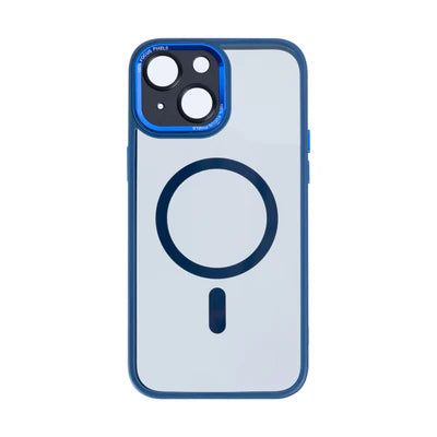 RIXUS Metal Lens Protection MagSafe Case für iPhone 13 – Transparent/Blau