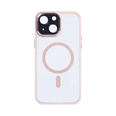 RIXUS Metal Lens Protection Case für iPhone 13 – Transparent/Roségold mit MagSafe