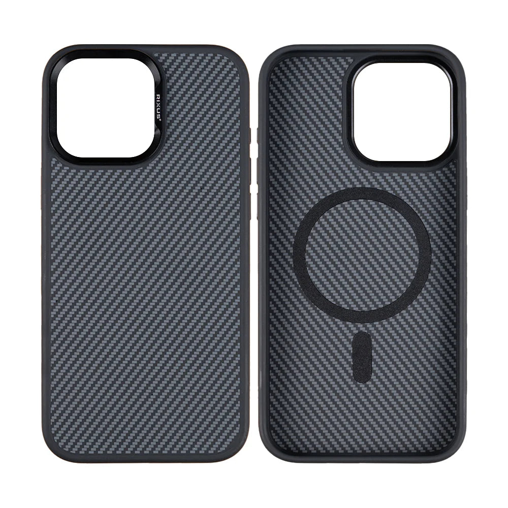 RIXUS Carbon-Look Hülle mit MagSafe für iPhone 12 Pro Max