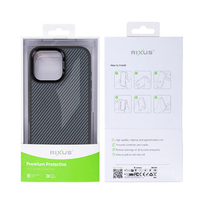 RIXUS MagSafe-Hülle im Carbon-Faser-Look für iPhone 13 – Schwarz