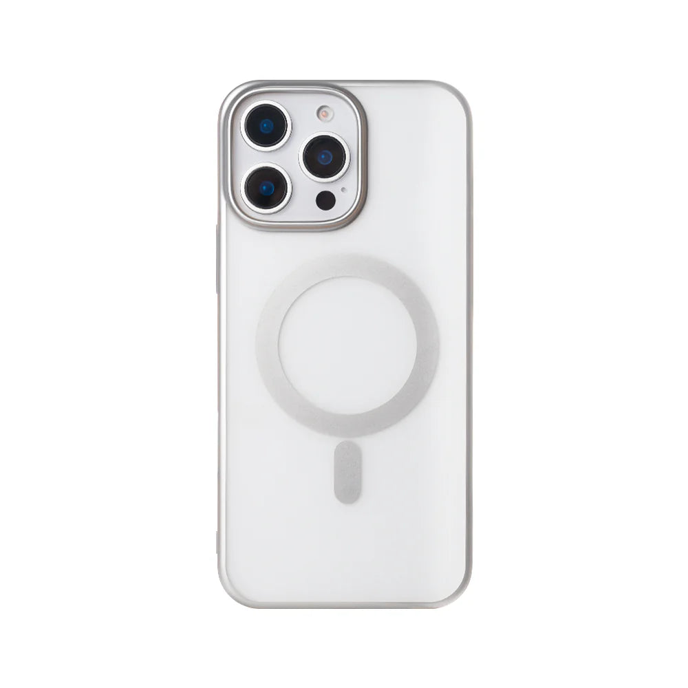 Rixus MagSafe Hülle für iPhone 12 Pro Max – Transparent mit Silberrahmen