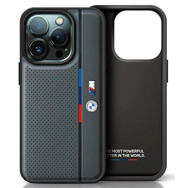 BMW M Motorsport Schutzhülle für iPhone 16 – Schwarz mit Logo & M-Streifen