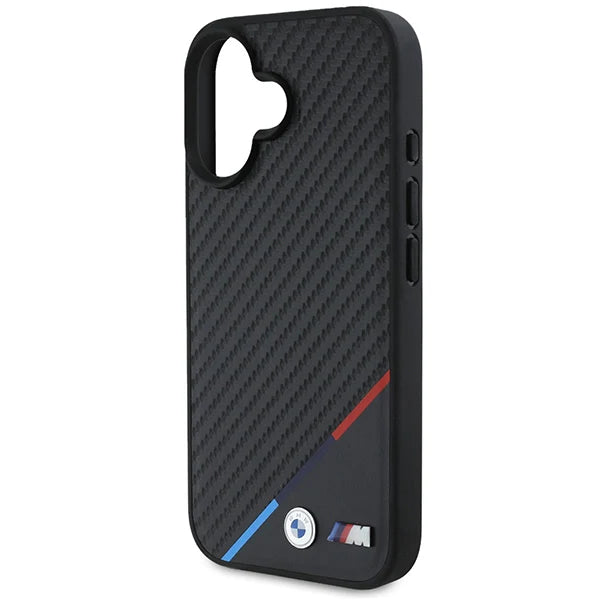 BMW M MagSafe Hülle für iPhone 16 – Carbon Look mit M-Streifen