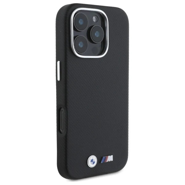 BMW M Handyhülle für iPhone 16 Pro Max – Schwarz mit feiner Struktur & M Logo