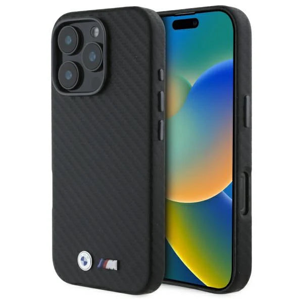 BMW M Handyhülle Carbon-Look – Schwarz – Für iPhone 16 Pro