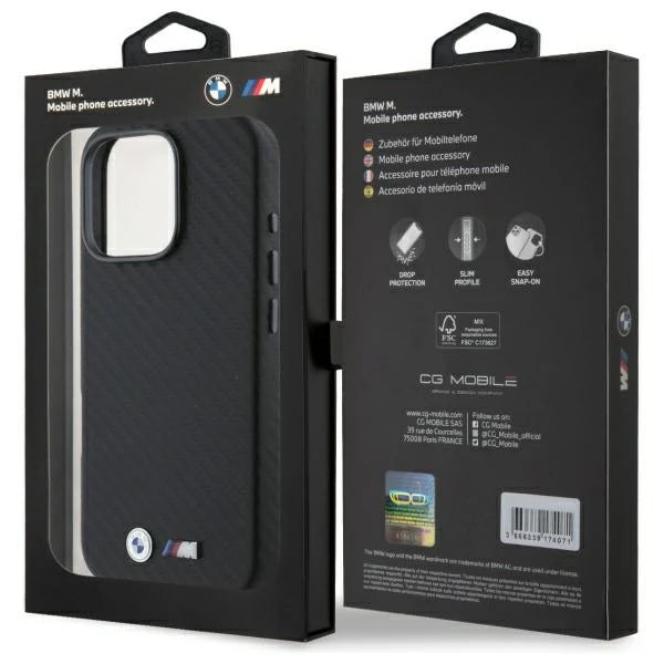 BMW M Handyhülle Carbon-Look – Schwarz – Für iPhone 16 Pro