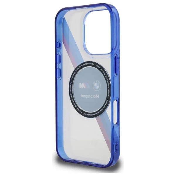 BMW M Motorsport MagSafe Handyhülle – Transparent Blau für iPhone 16 Pro