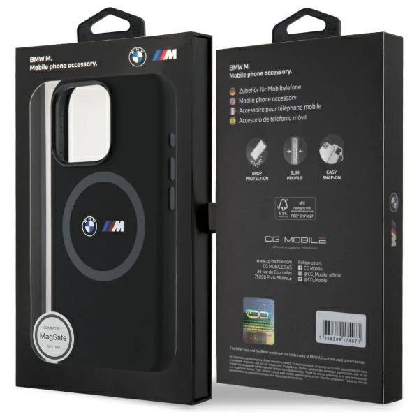 BMW M MagSafe Hülle für iPhone 16 Pro – Schwarz mit Logo & Magnetring-Design