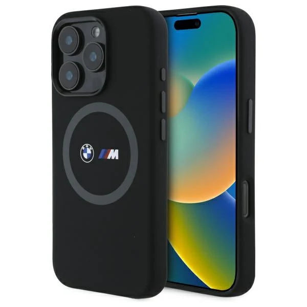 BMW M MagSafe Hülle für iPhone 16 Pro – Schwarz mit Logo & Magnetring-Design