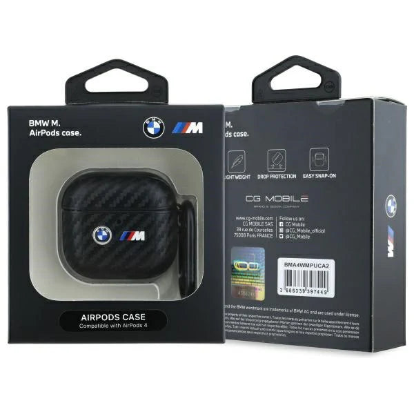 BMW M AirPods Case – Schwarzes Carbon-Design | Kompatibel mit AirPods 4