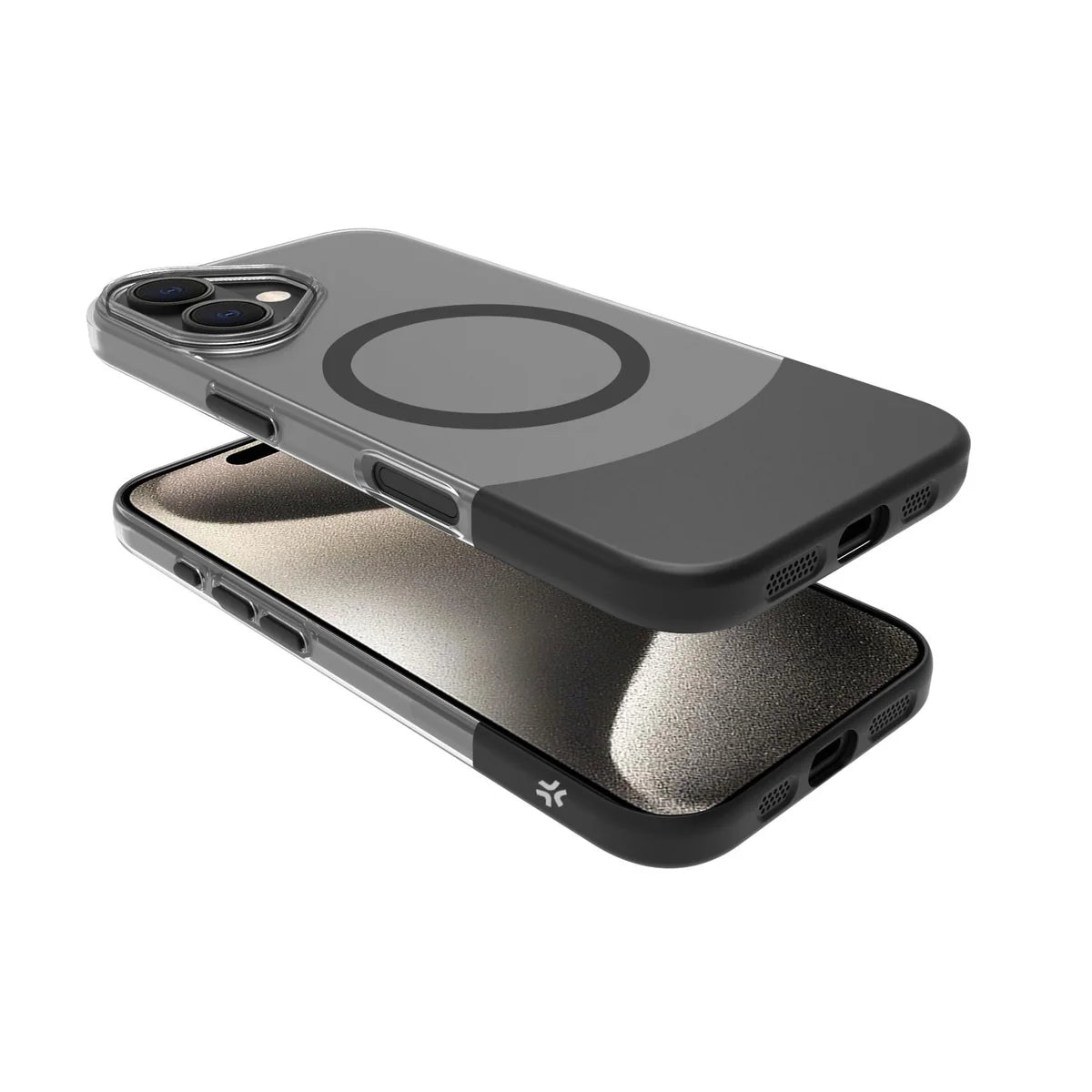 Celly MagDual Hülle mit MagSafe für iPhone 16 – Transparent/Schwarz