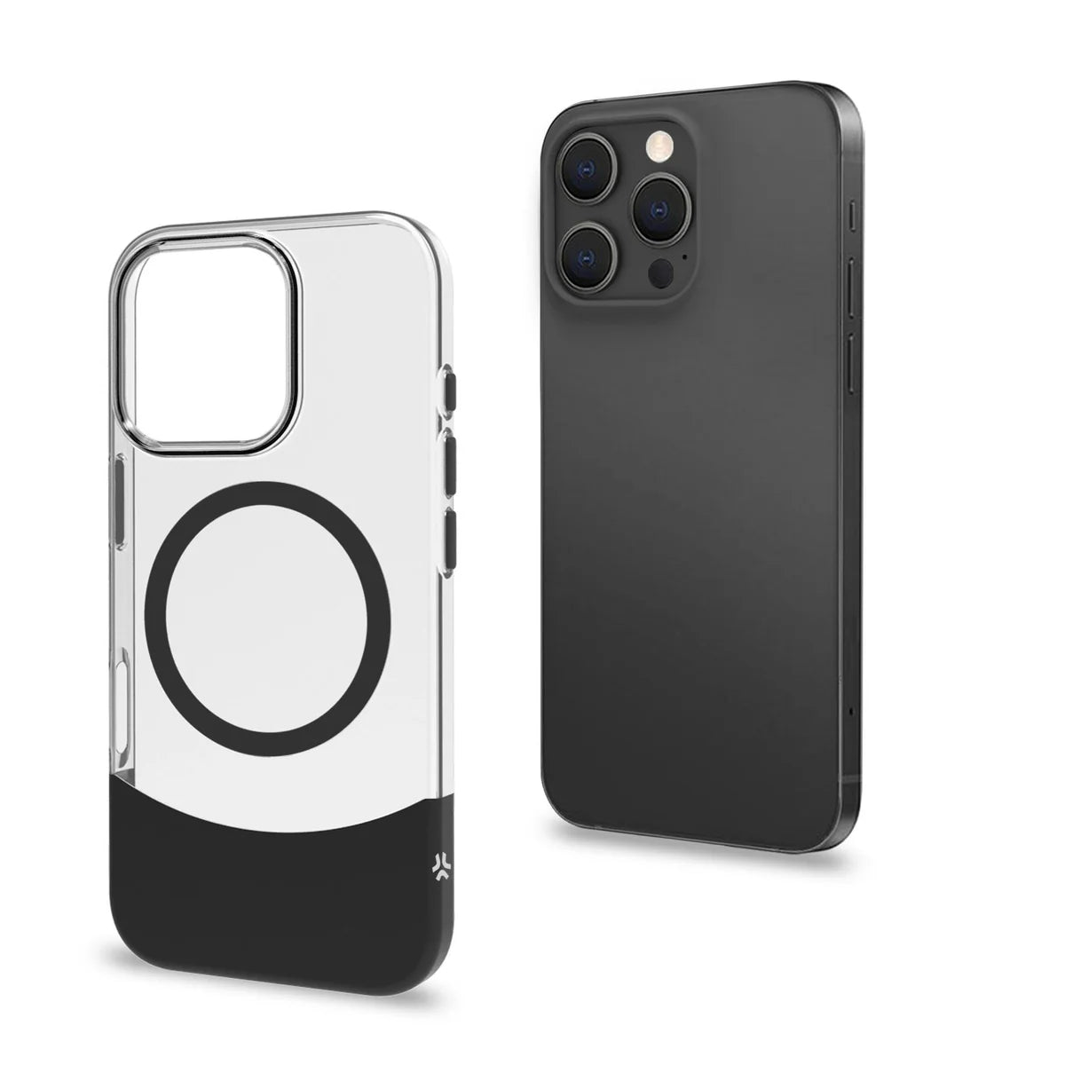 Celly MagDual Case – Schwarz Transparent mit MagSafe für iPhone 16 Pro Max