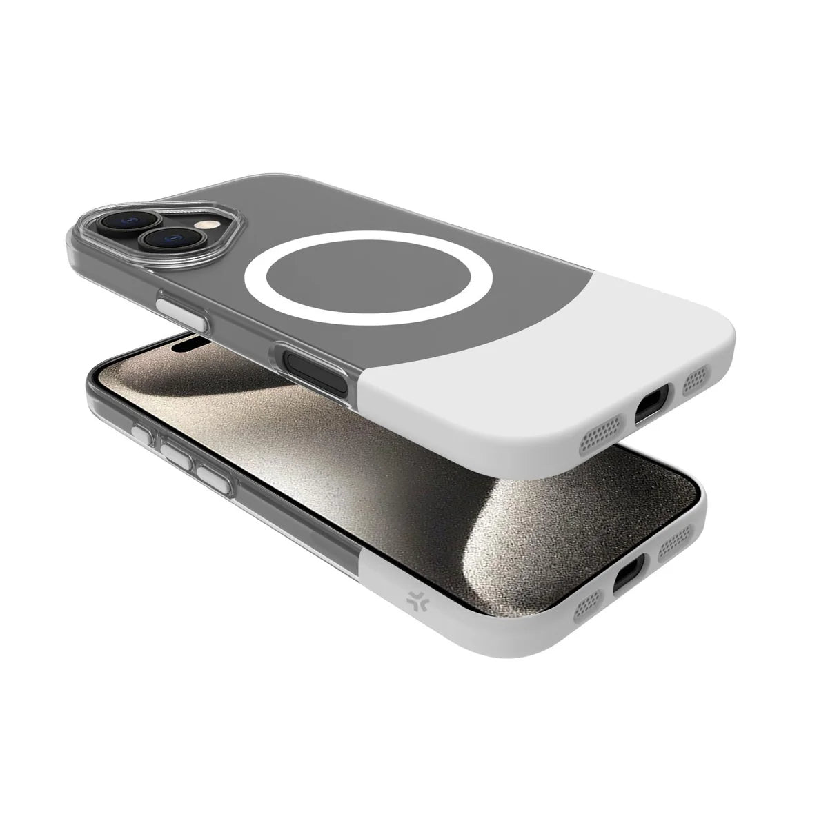 Celly MagSafe Dual Material Hülle für iPhone 16 – Transparent & Weiß