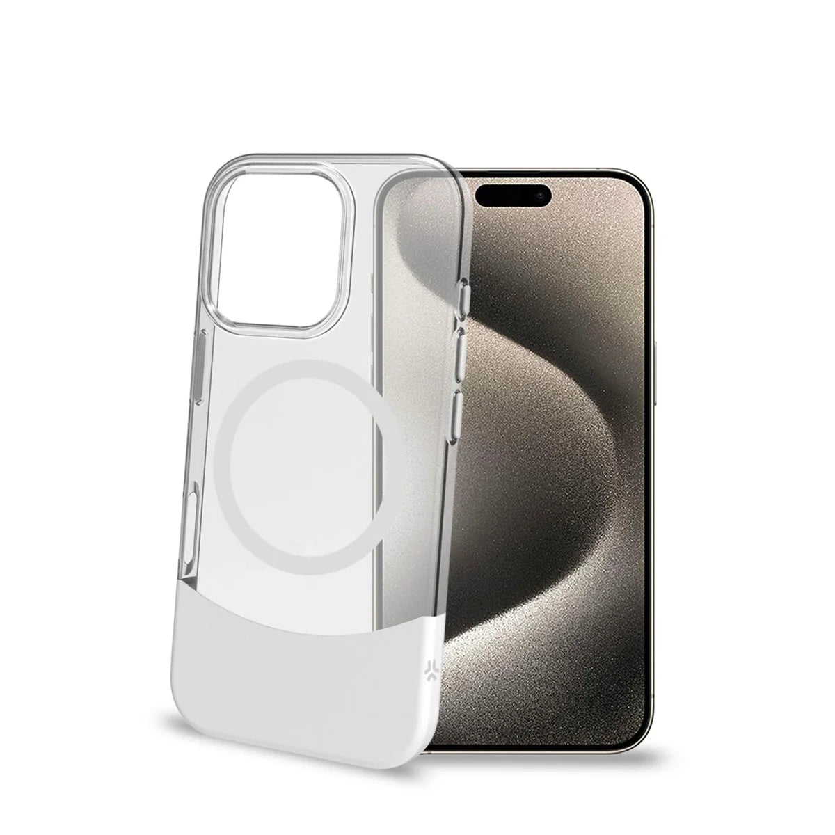 Celly MagSafe Dual-Hülle – Transparent/Weiß – Für iPhone 16 Pro