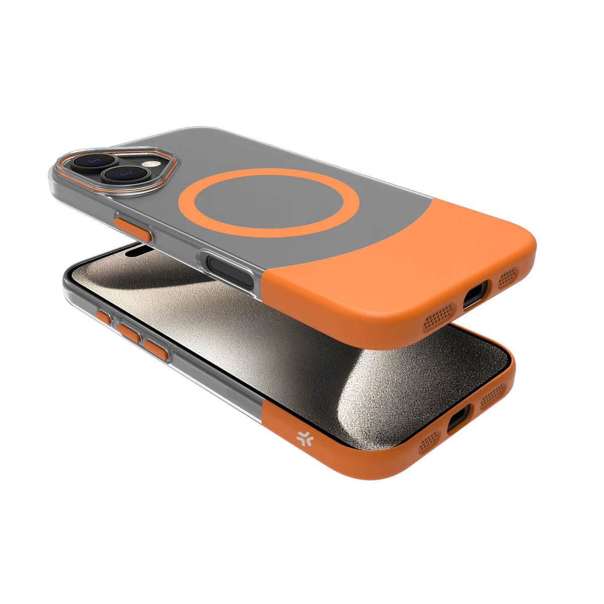 Celly MagDual Hülle mit MagSafe für iPhone 16 – Transparent/Orange