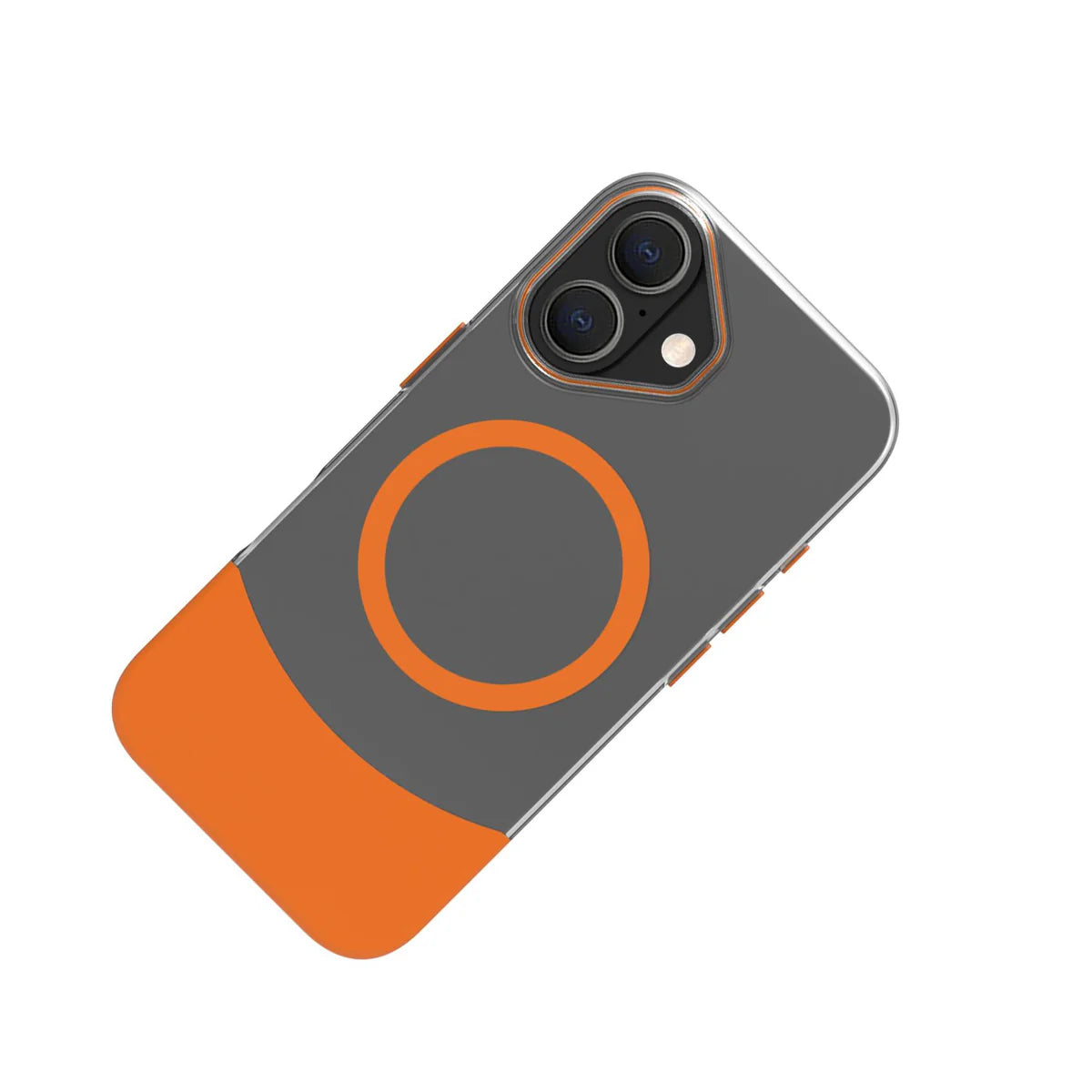 Celly MagDual Hülle mit MagSafe für iPhone 16 – Transparent/Orange