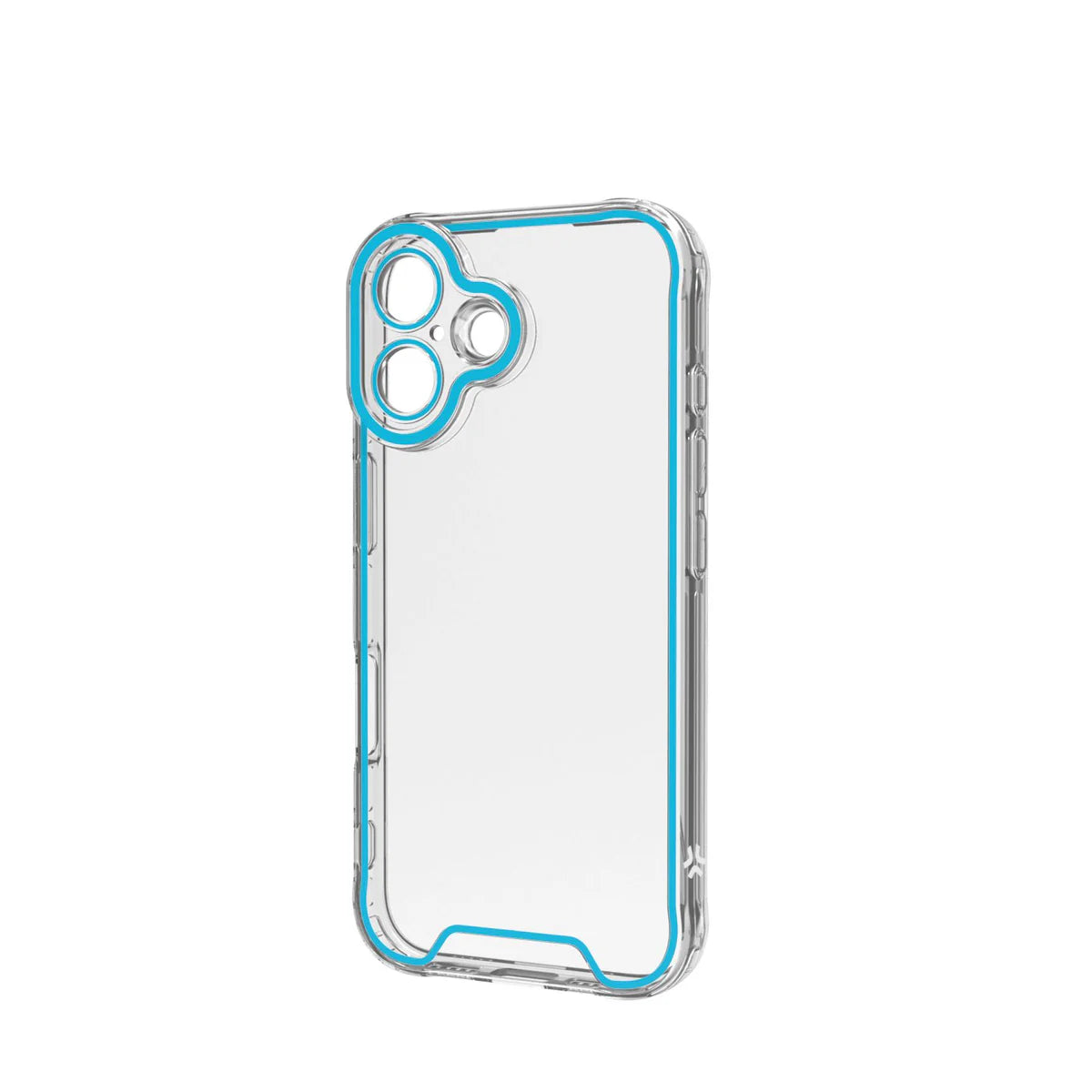 Celly Glow Schutzhülle für iPhone 16 – Transparent mit blauen Akzenten