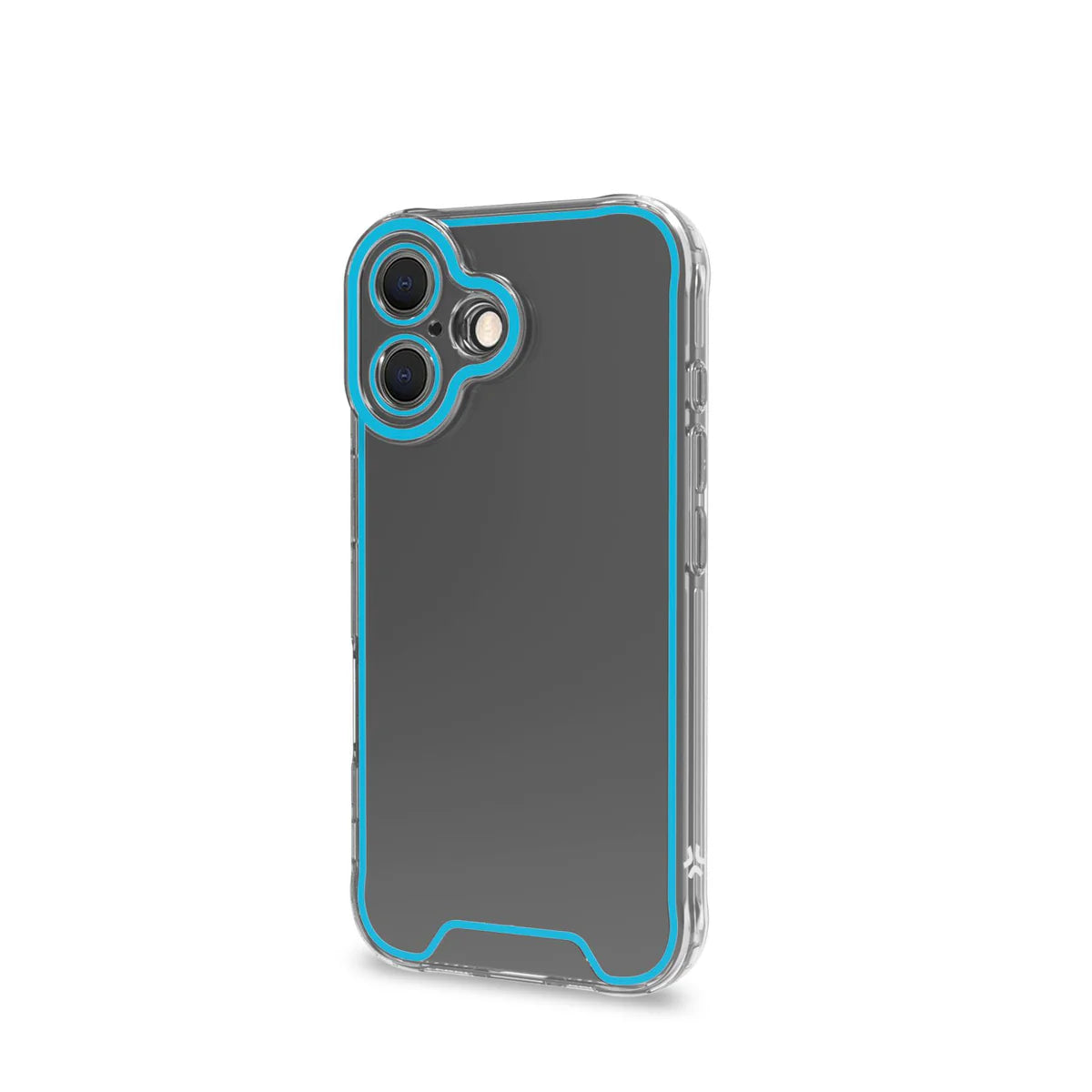 Celly Glow Schutzhülle für iPhone 16 – Transparent mit blauen Akzenten