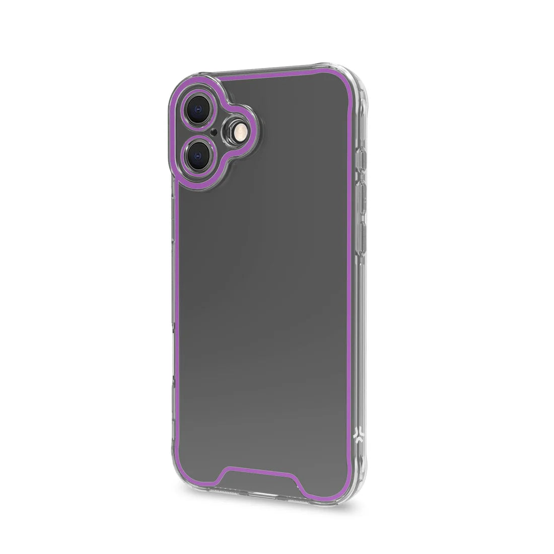 Celly Transparent Cover für iPhone 16 Plus – mit fluoreszierenden Kanten in Lila