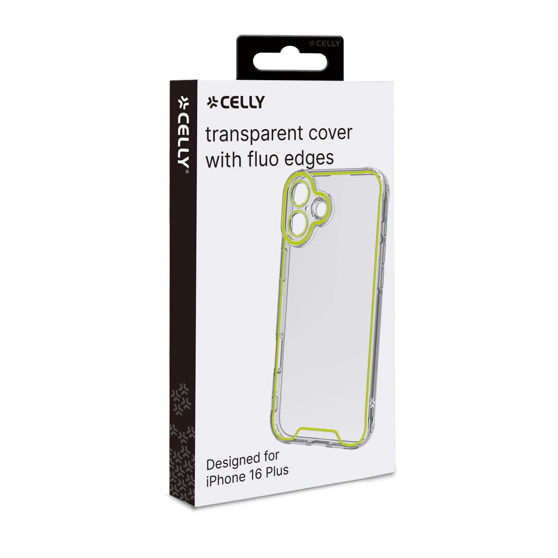 Celly Transparent Cover für iPhone 16 Plus – mit fluoreszierenden Kanten