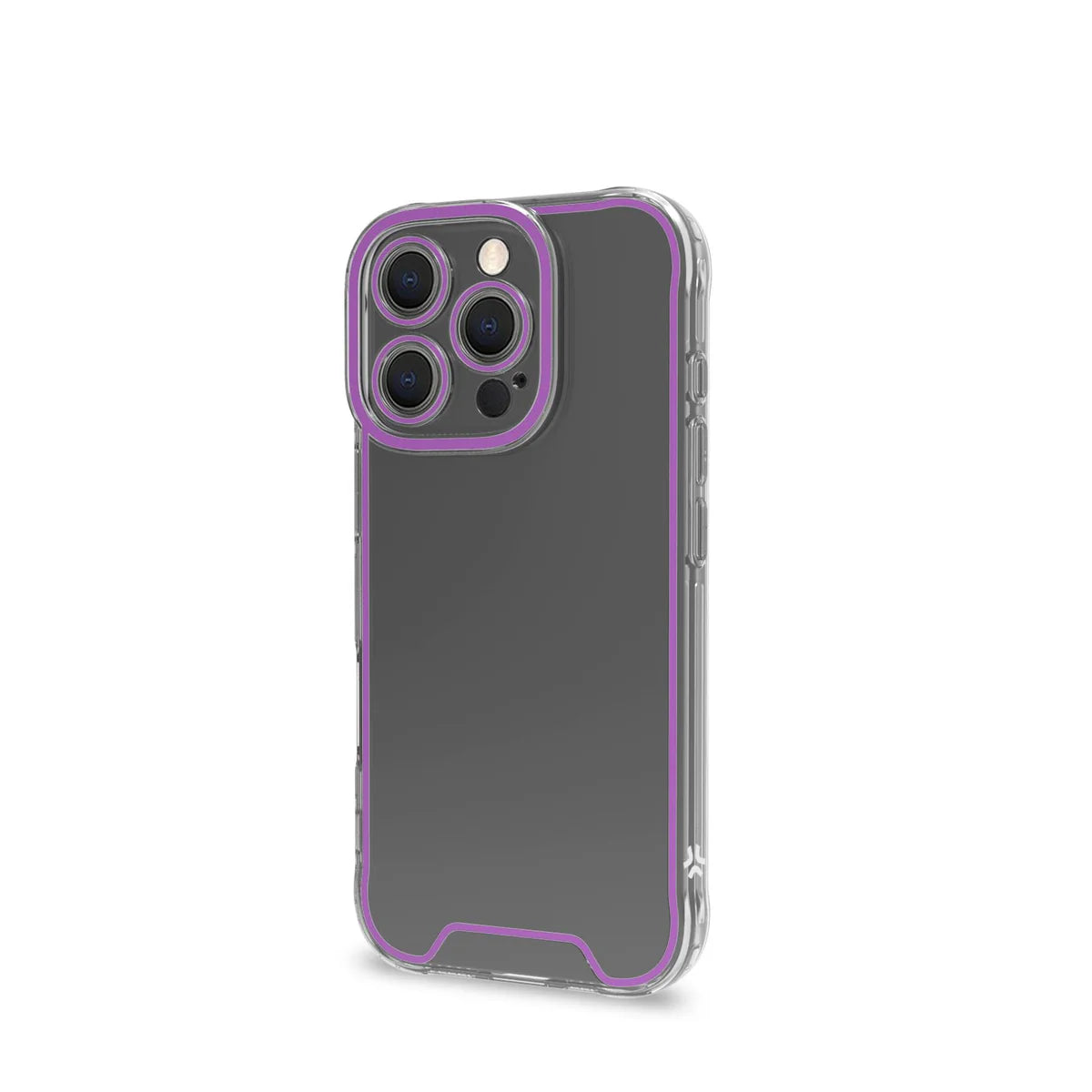 Celly Transparente Schutzhülle mit violetten Neonrändern – Kompatibel mit iPhone 16 Pro