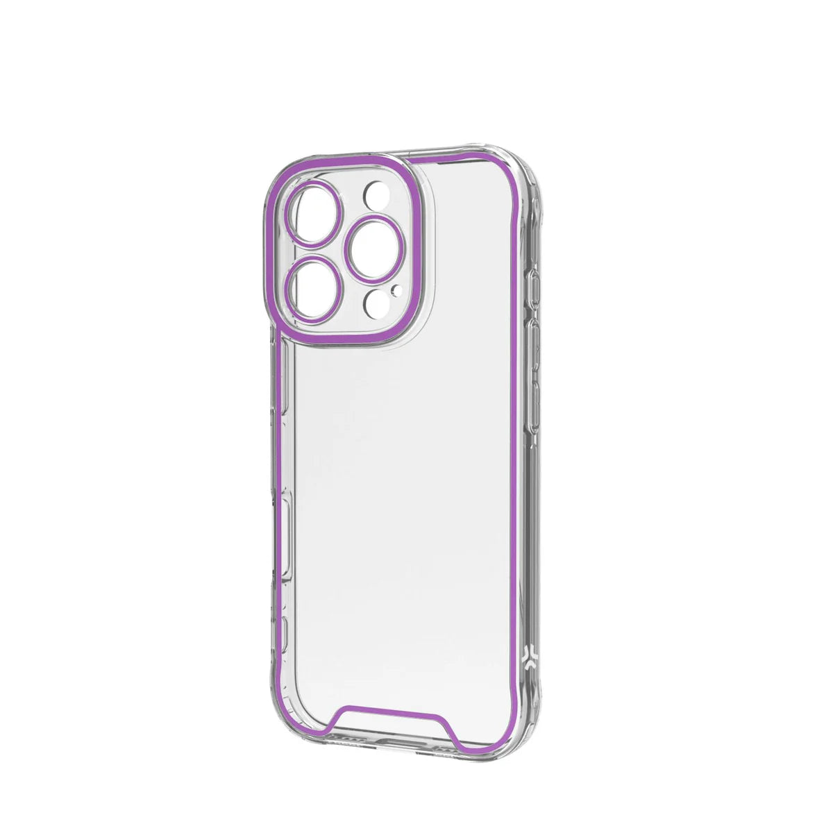 Celly Transparente Schutzhülle mit violetten Neonrändern – Kompatibel mit iPhone 16 Pro