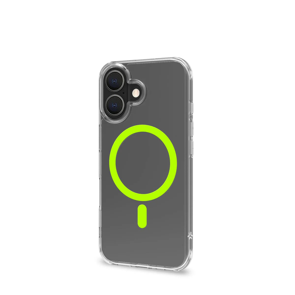 Celly GelSkin Hülle mit MagSafe für iPhone 16 – Transparent mit Neongelbem Ring