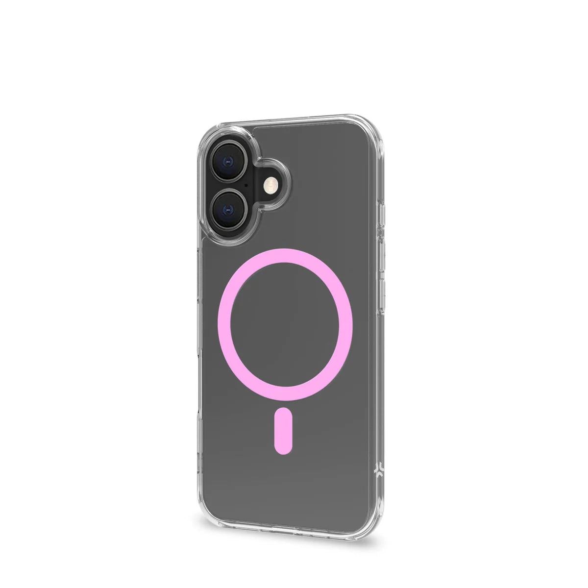 Celly GelSkin Hülle mit MagSafe für iPhone 16 – Transparent mit Rosa MagSafe-Ring