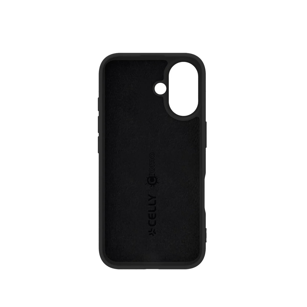 Celly Cromo Silikonhülle für iPhone 16 – Schwarz