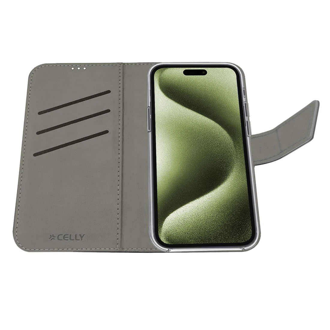 Celly Wallet Case für iPhone 16 Plus – Eleganz & Funktion in einem