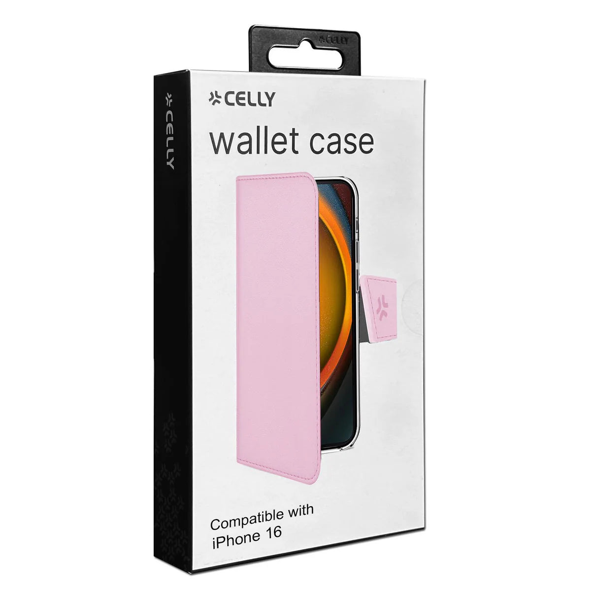 Celly Wallet Case für iPhone 16 – Rosa
