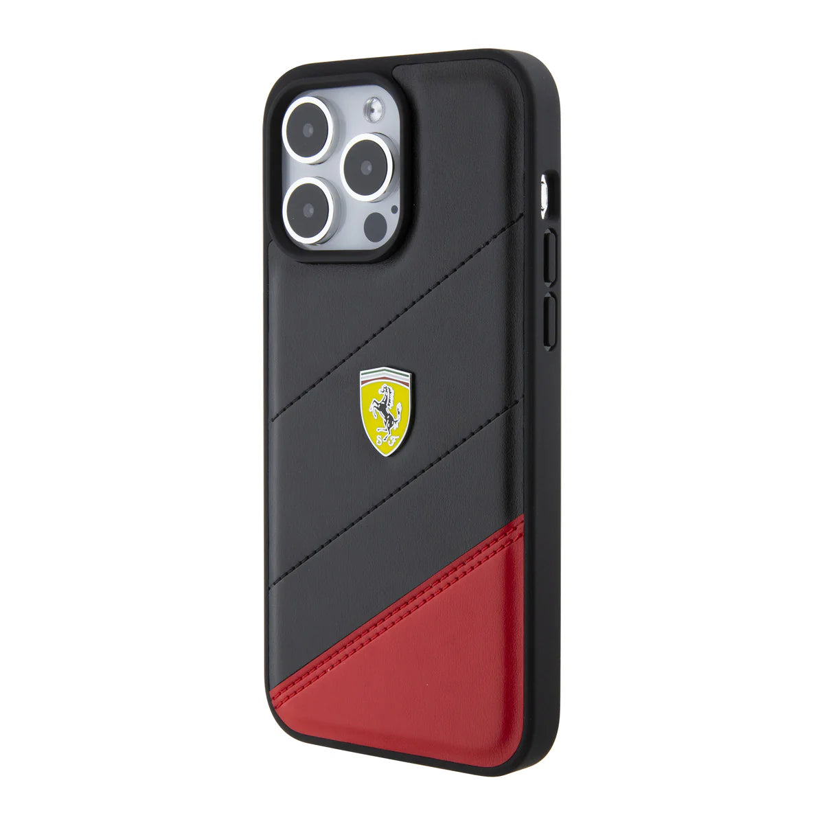 Ferrari Hardcase Shield Leather für iPhone 15 Pro Max – Schwarz/Rot