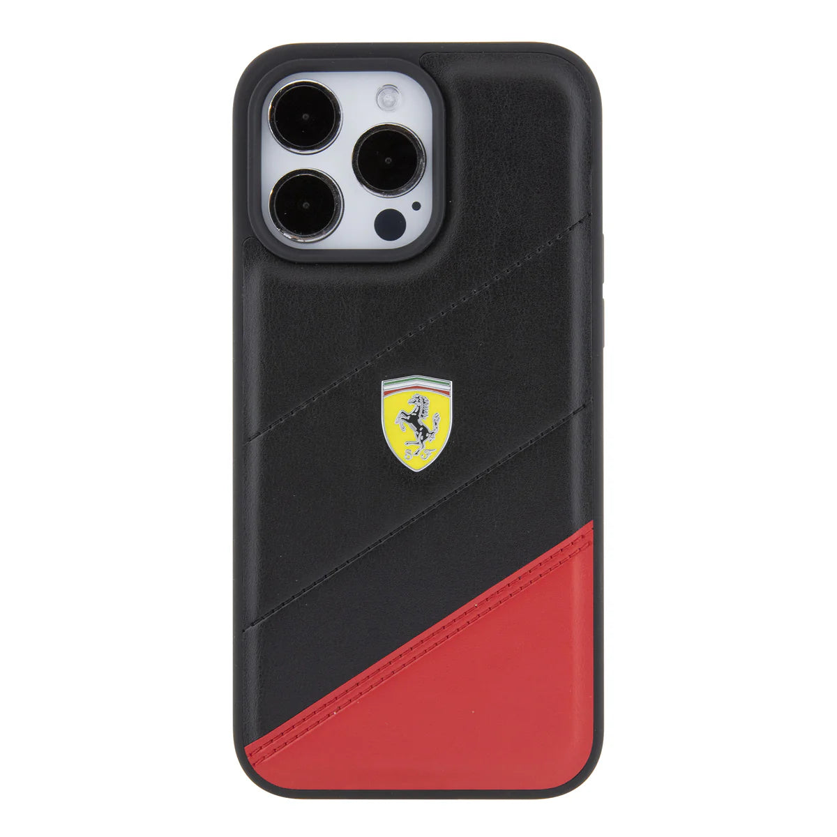 Ferrari Hardcase Shield Leather für iPhone 15 Pro Max – Schwarz/Rot