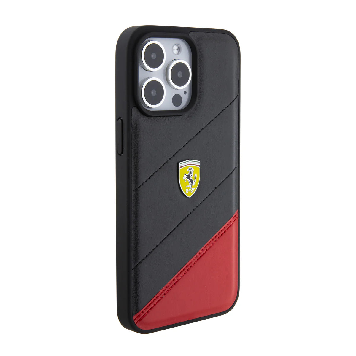 Ferrari Hardcase Shield Leather für iPhone 15 Pro Max – Schwarz/Rot