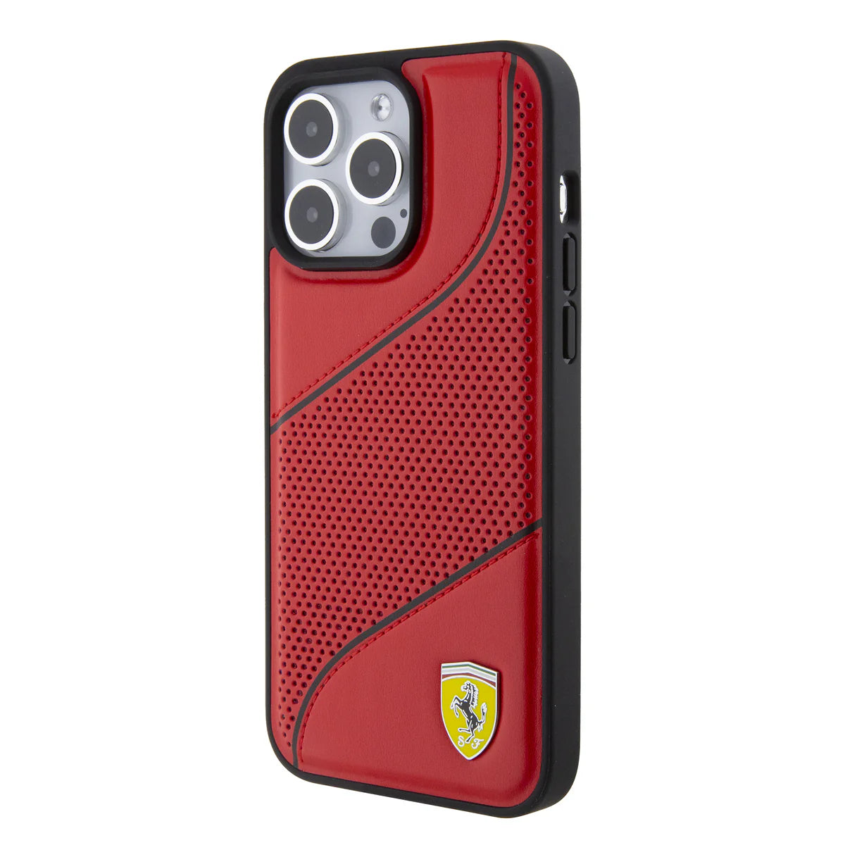 Ferrari Perforated Leather Hardcase für iPhone 15 Pro Max – Rot