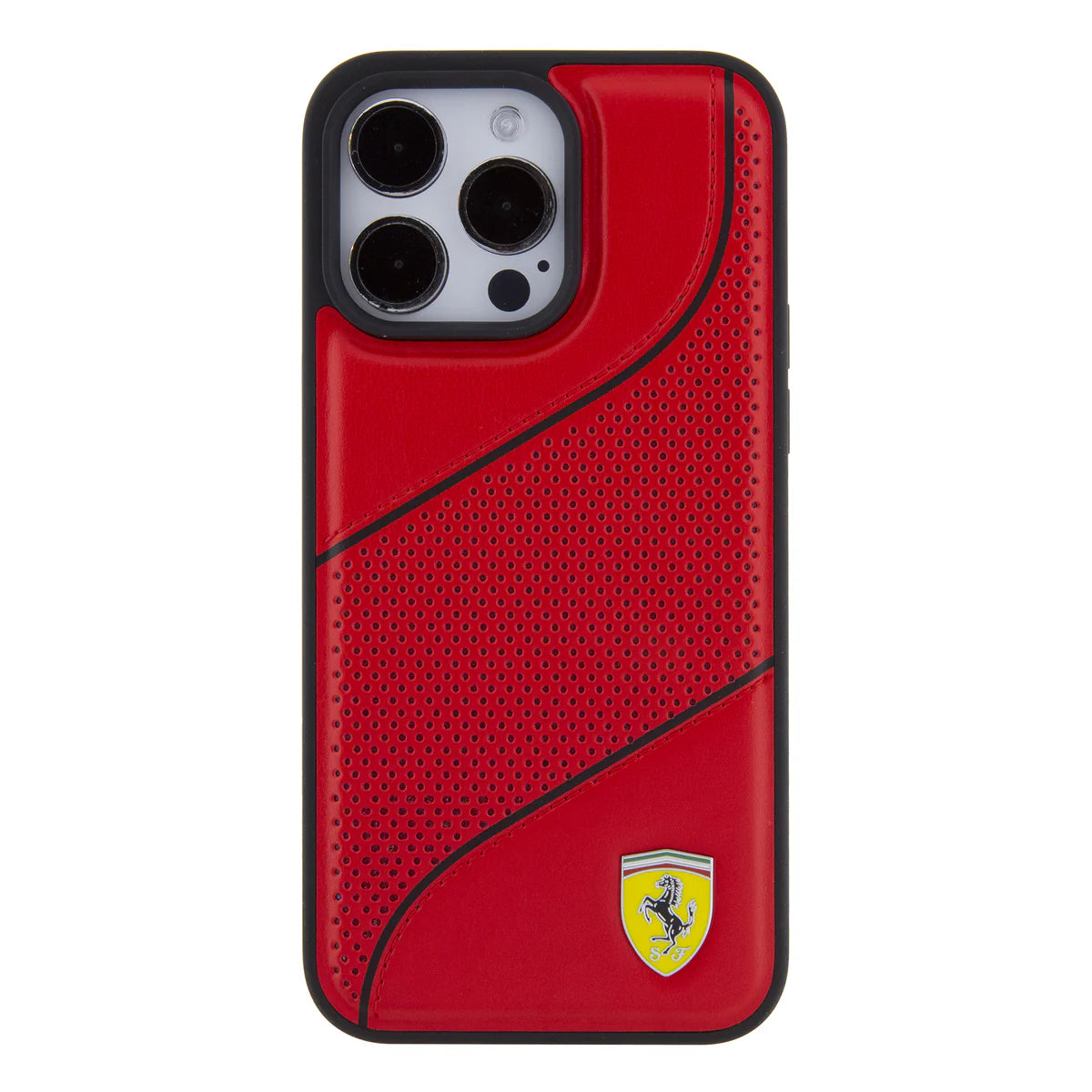 Ferrari Perforated Leather Hardcase für iPhone 15 Pro Max – Rot