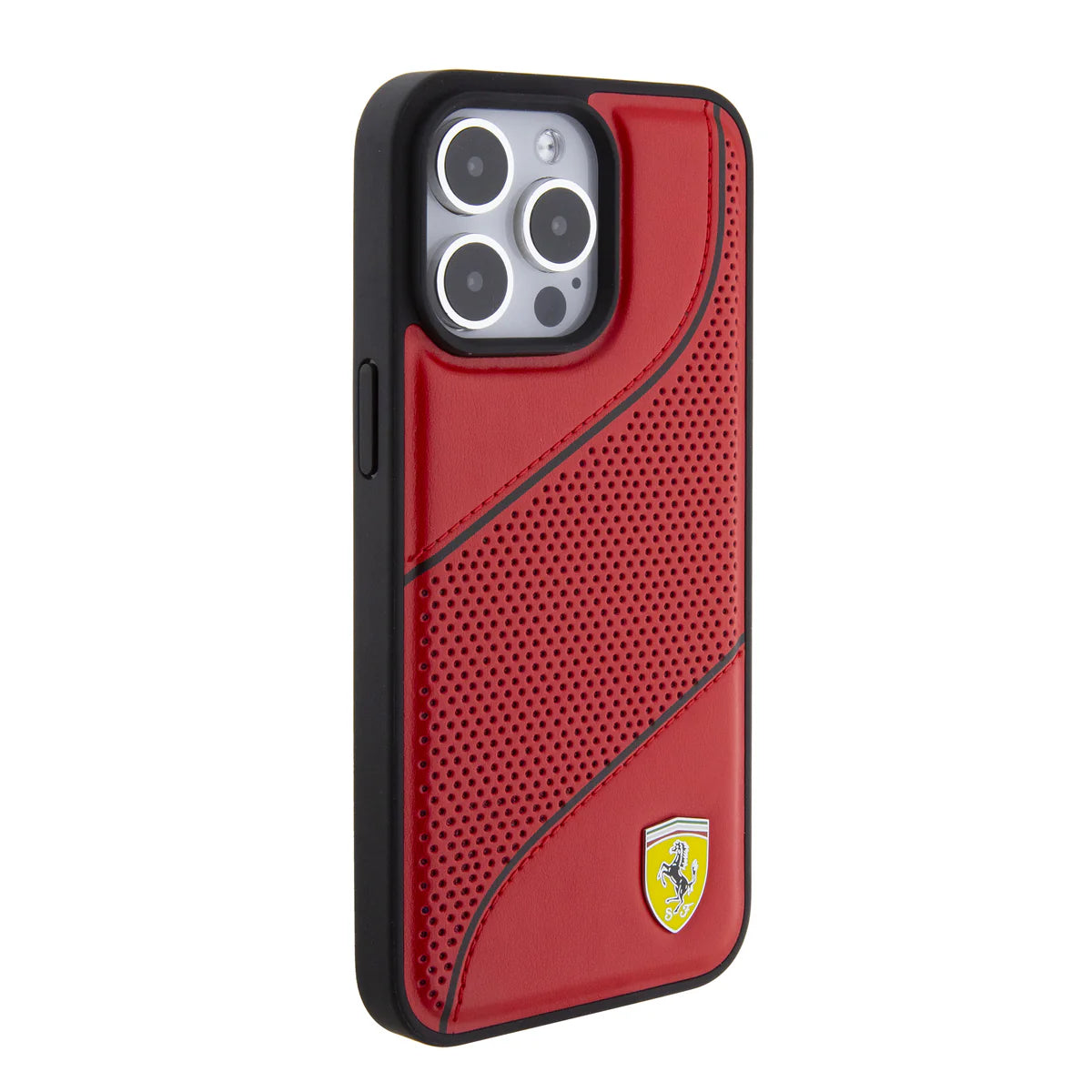 Ferrari Perforated Leather Hardcase für iPhone 15 Pro Max – Rot