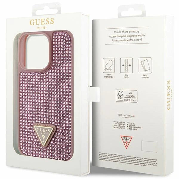 GUESS Schutzhülle für iPhone 16 Pro Max – Rosa mit Logo-Emblem