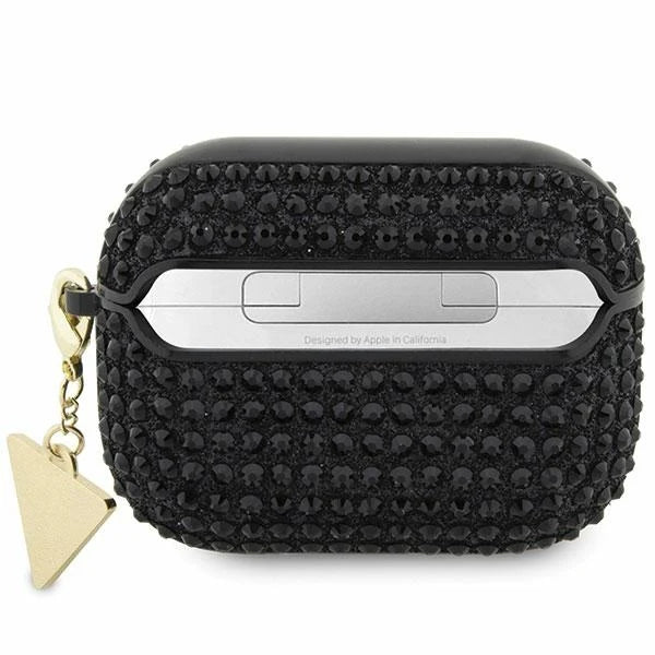 GUESS AirPods Pro 2 Hülle – Schwarz mit Strass | Luxus-Case mit Logo-Anhänger