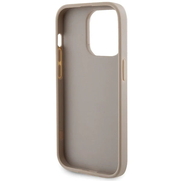 Guess 4G Logo Hülle für iPhone 15 Pro Max – Gold mit Strass-Emblem