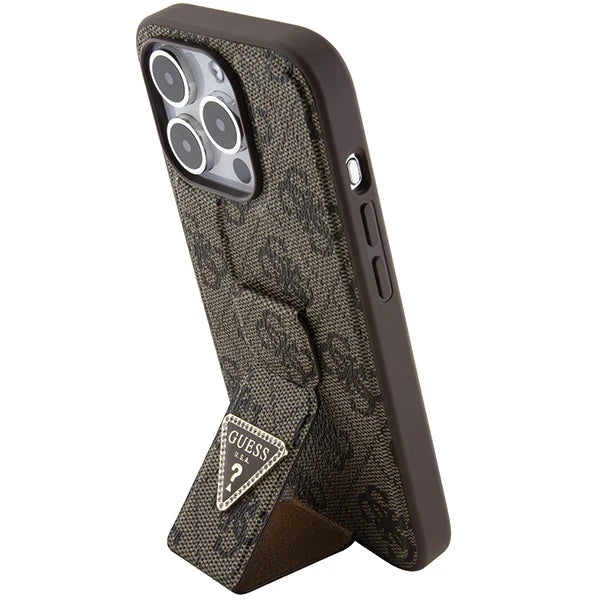 Guess 4G Hülle mit Standfunktion für iPhone 15 Pro Max – Braun