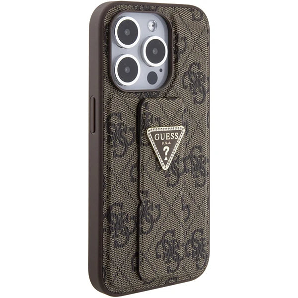 Guess 4G Hülle mit Standfunktion für iPhone 15 Pro Max – Braun